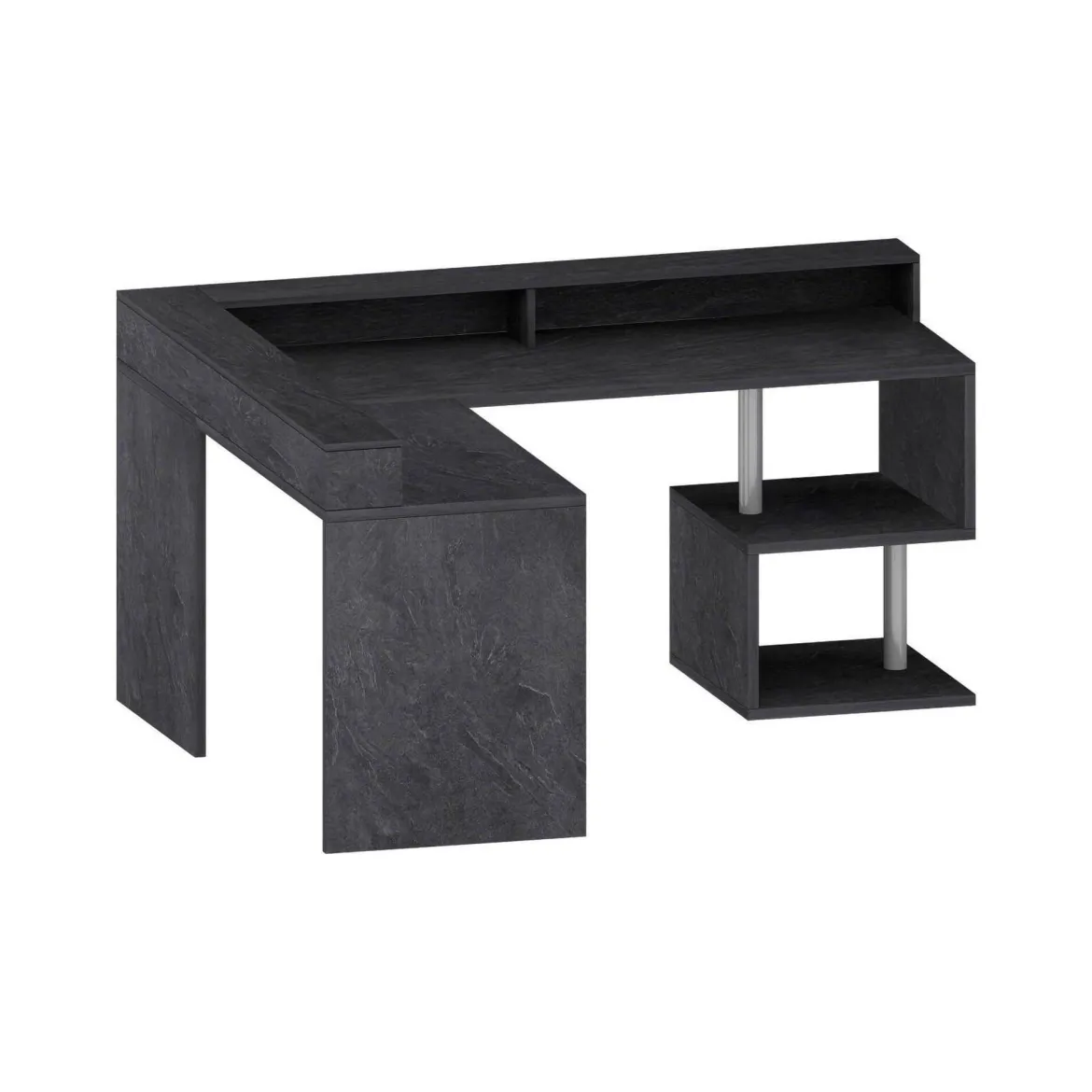 Scrivania angolare ardesia 180x93cm con supporto computer - Adelma