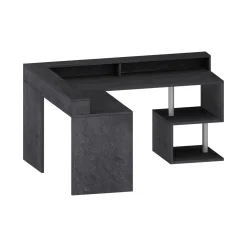 Scrivania angolare ardesia 180x93cm con supporto computer - Adelma