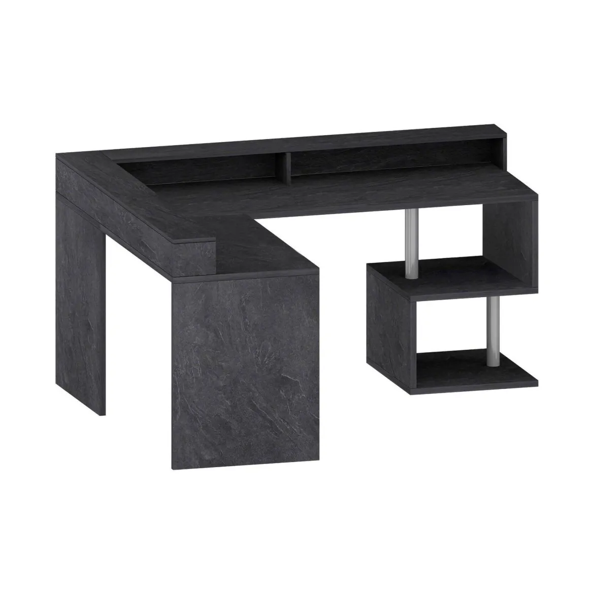 Scrivania angolare ardesia 180x93cm con supporto computer - Adelma