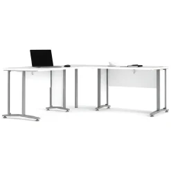 Scrivania angolare bianca e grigia 200x200cm - Heling