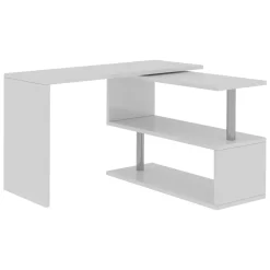 Scrivania angolare bianca lucida 120x50cm con 2 cassetti - Topazio