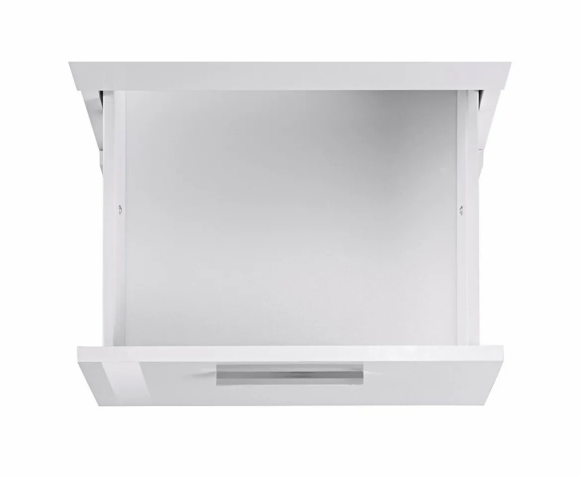 Scrivania angolare bianca lucida e legno 139x92cm con 1 cassetto - Andor