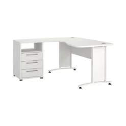 Scrivania angolare bianca 159x150cm con 3 cassetti - Estong