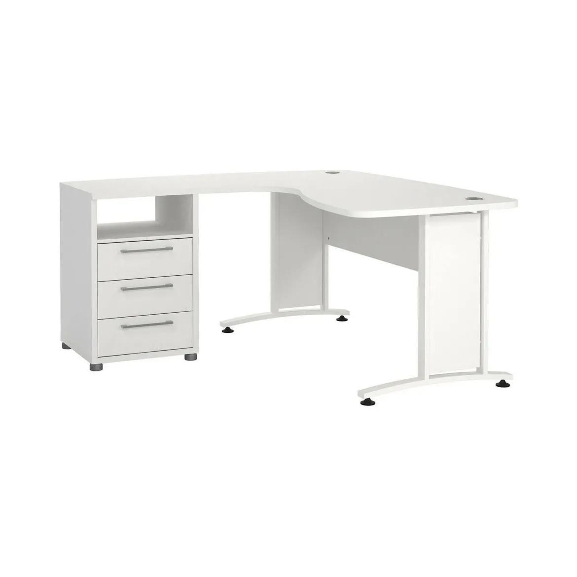 Scrivania angolare bianca 159x150cm con 3 cassetti - Estong