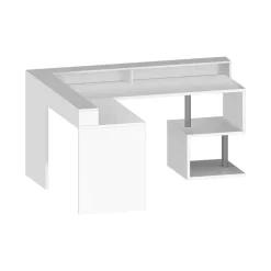 Scrivania angolare bianca 180x93cm con supporto computer - Adelma