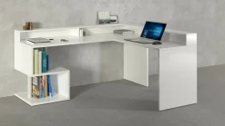 Scrivania angolare bianca 180x93cm con supporto computer - Adelma