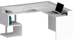 Scrivania angolare bianca 180x93cm con supporto computer - Adelma