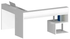 Scrivania angolare bianca 180x93cm con supporto computer - Adelma