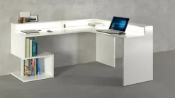 Scrivania angolare bianca 180x93cm con supporto computer - Adelma