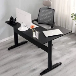 Scrivania angolare nera 80x140cm struttura in metallo - Acua