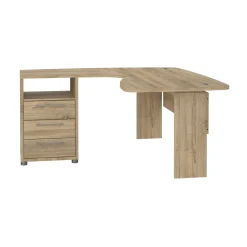 Scrivania angolare quercia 159x150cm con 3 cassetti - Lumpur