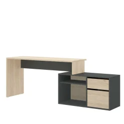 Scrivania angolare rovere e antracite 139x92cm con 1 cassetto - Andor