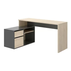 Scrivania angolare rovere e antracite 139x92cm con 1 cassetto - Andor