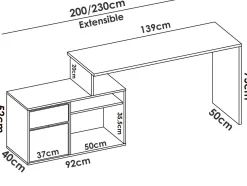 Scrivania angolare rovere e antracite 139x92cm con 1 cassetto - Andor