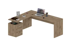 Scrivania angolare rovere 180x60cm con 3 cassetti - Ascuby
