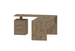 Scrivania angolare rovere 180x60cm con 3 cassetti - Ascuby
