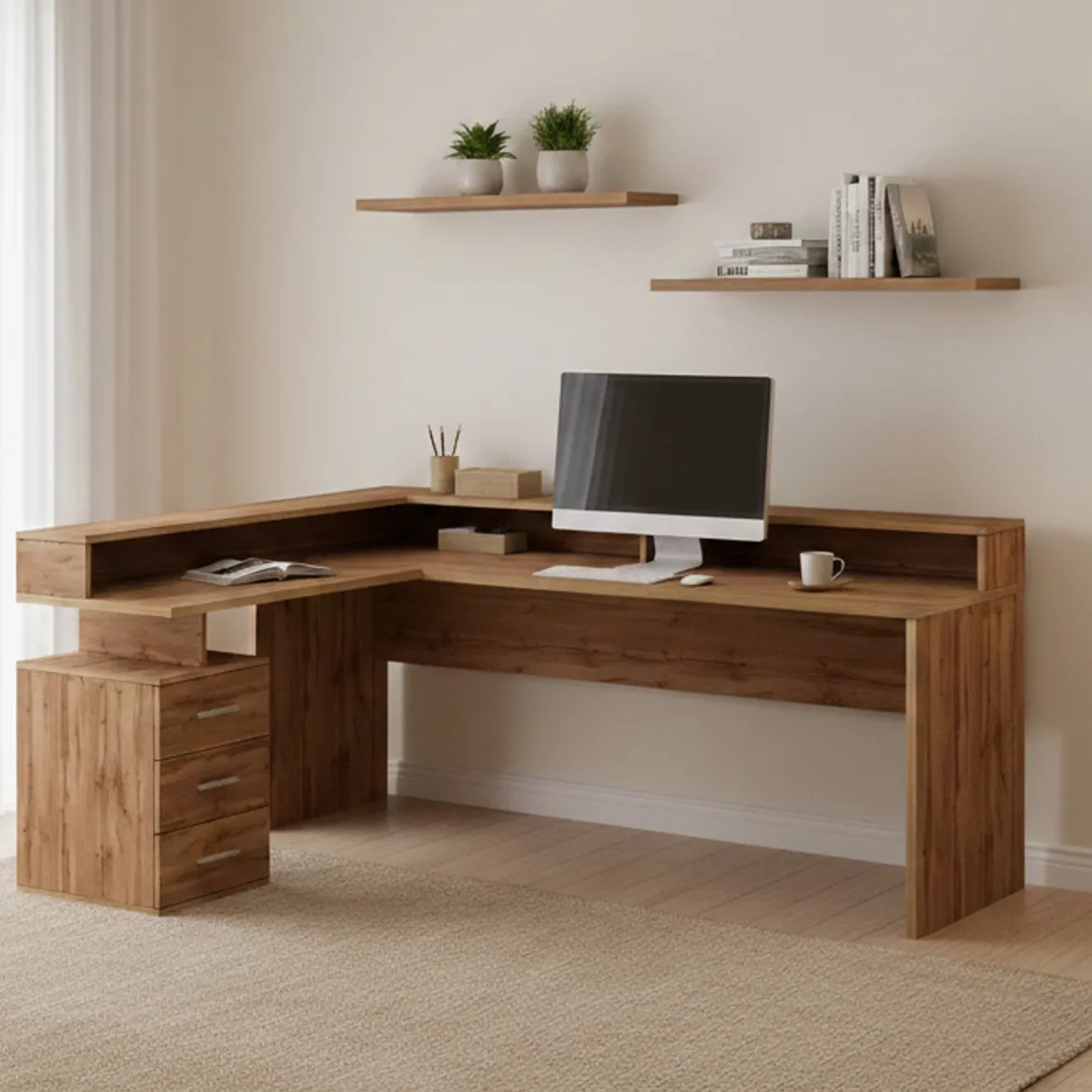 Scrivania angolare rovere 180x93cm con porta pc - Auletta