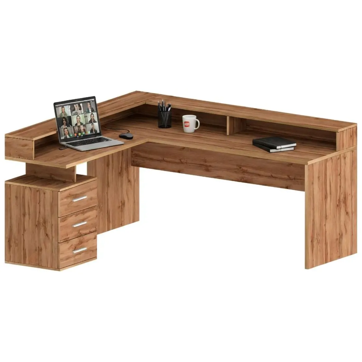 Scrivania angolare rovere 180x93cm con porta pc - Auletta