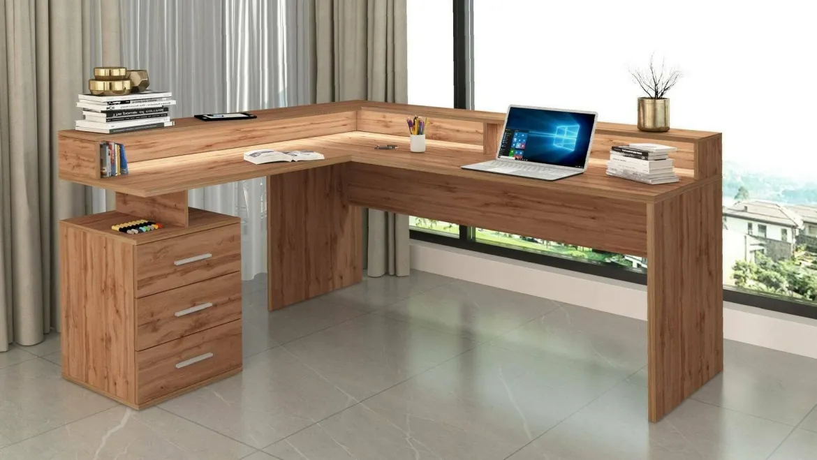 Scrivania angolare rovere 180x93cm con porta pc - Auletta