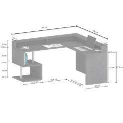 Scrivania angolare rovere 180x93cm con supporto computer - Adelma