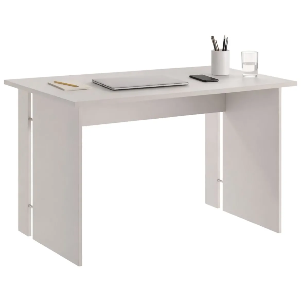 Scrivania Beige un Ripiano Materiale Piano in Legno Nobilitato 119x78x75h cm, Colore Ripiano Beige - Runin