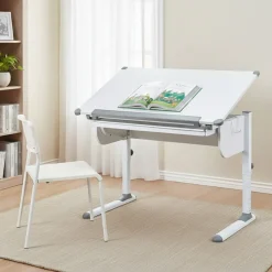 Scrivania Bianco Bianco Materiale Piano in Metallo Colore Ripiano Bianco 110x55x68h cm, Sfumatura Colore Struttura Bianco - Cardeto