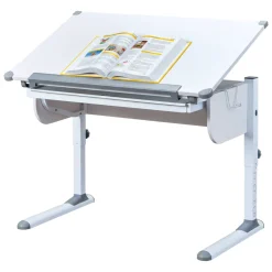 Scrivania Bianco Bianco Materiale Piano in Metallo Colore Ripiano Bianco 110x55x68h cm, Sfumatura Colore Struttura Bianco - Cardeto