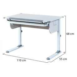 Scrivania Bianco Bianco Materiale Piano in Metallo Colore Ripiano Bianco 110x55x68h cm, Sfumatura Colore Struttura Bianco - Cardeto