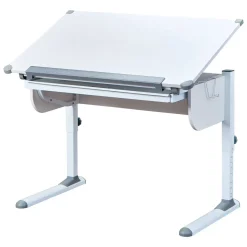 Scrivania Bianco Bianco Materiale Piano in Metallo Colore Ripiano Bianco 110x55x68h cm, Sfumatura Colore Struttura Bianco - Cardeto
