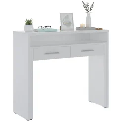 Scrivania Bianco 2 Cassetti Modulabile 98.6x36.6x86.9h cm, un Vano - Opaglio