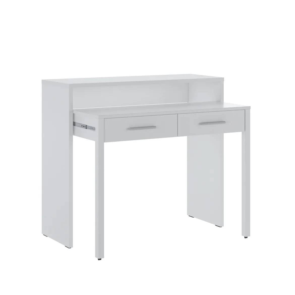 Scrivania Bianco 2 Cassetti Modulabile 98.6x36.6x86.9h cm, un Vano - Opaglio