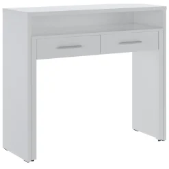 Scrivania Bianco 2 Cassetti Modulabile 98.6x36.6x86.9h cm, un Vano - Opaglio