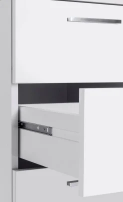 Scrivania Bianco Lucido Modulabile 3 Cassetti 160x60x75h cm, Ripiani - Abisse