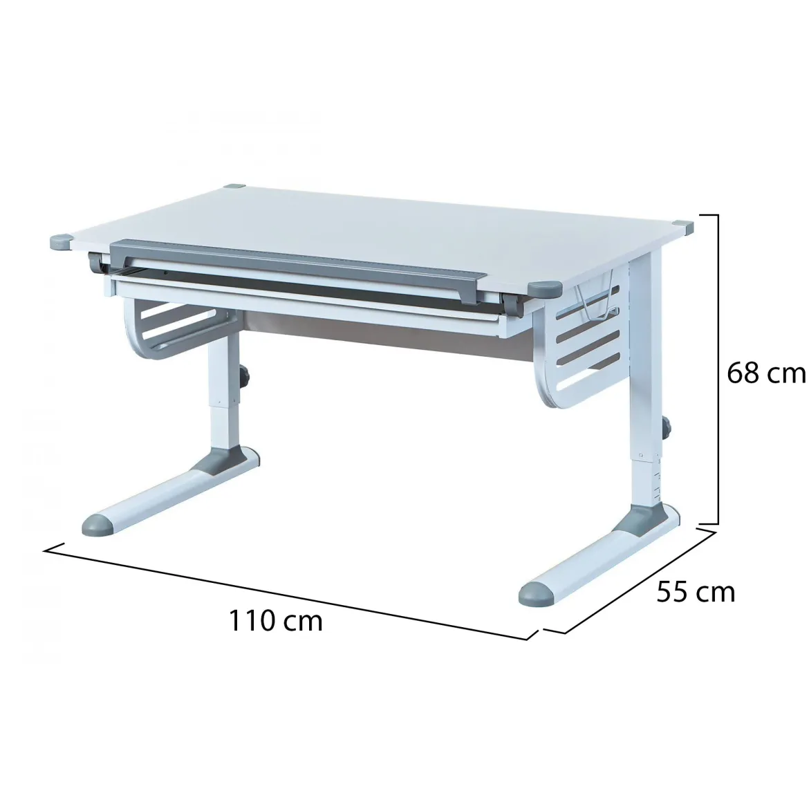 Scrivania Bianco Materiale Piano in Legno Nobilitato Colore Ripiano Bianco 110x55x68h cm, - Saiano