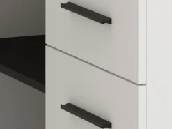 Scrivania Bianco Opaco Nero Angolare 3 Ripiani 137.5x101.5x75h cm, 3 Cassetti - Sapri
