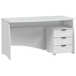 Scrivania Bianco Opaco Nero 3 Cassetti un Ripiano 136x67x72h cm, Sfumatura Colore Struttura Opaco - Azziz