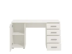Scrivania Bianco 2 Ripiani 4 Cassetti 135x50x75.5h cm, 2 Vani - Flaminio