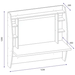 Scrivania Bianco 6 Ripiani Un'anta 124x55x120h cm, 6 Vani - Buronzo