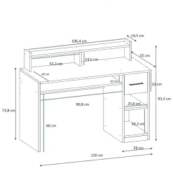 Scrivania Bianco 5 Ripiani un Cassetto 99x120x55h cm, 5 Vani - Roletto