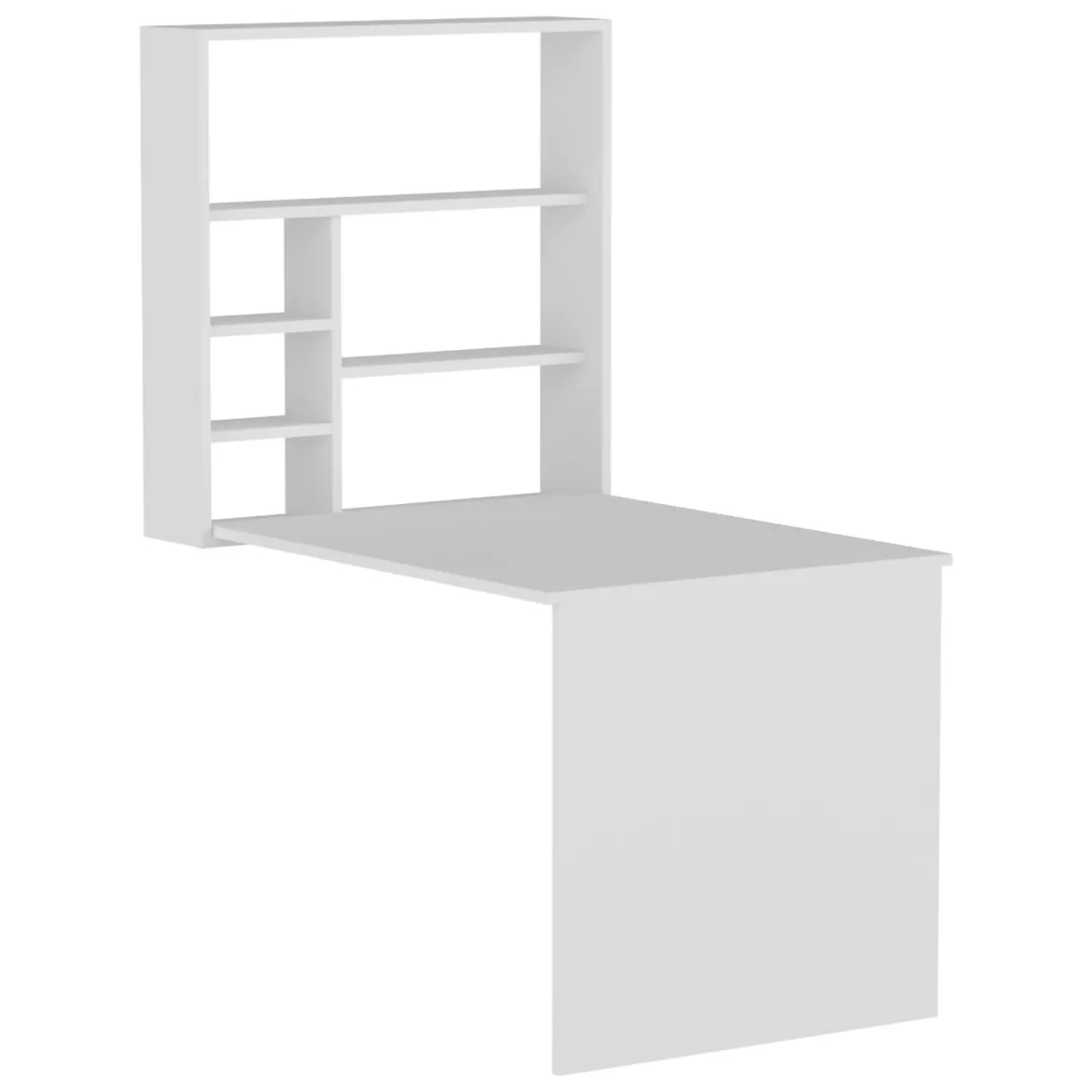 Scrivania Bianco 5 Ripiani 6 Vani 59x90x74h cm, con Libreria - Veglio