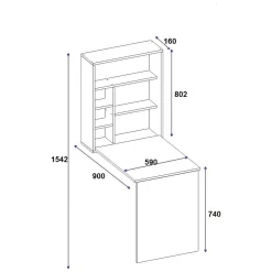 Scrivania Bianco 5 Ripiani 6 Vani 59x90x74h cm, con Libreria - Veglio