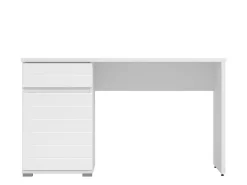 Scrivania Bianco un Cassetto un Ripiano 130x50x75.5h cm, Un'anta - Cambio