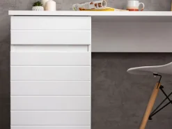 Scrivania Bianco un Cassetto un Ripiano 130x50x75.5h cm, Un'anta - Cambio