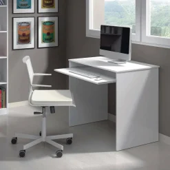 Scrivania Bianco un Ripiano Supporto pc 90x54x79h cm, Colore Ripiano Bianco - Ajeje