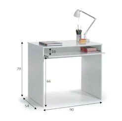 Scrivania Bianco un Ripiano Supporto pc 90x54x79h cm, Colore Ripiano Bianco - Ajeje
