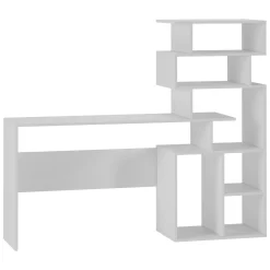 Scrivania Bianco 6 Vani Materiale Piano in Legno Nobilitato 158x40x135h cm, Colore Ripiano Bianco - Nicolosi