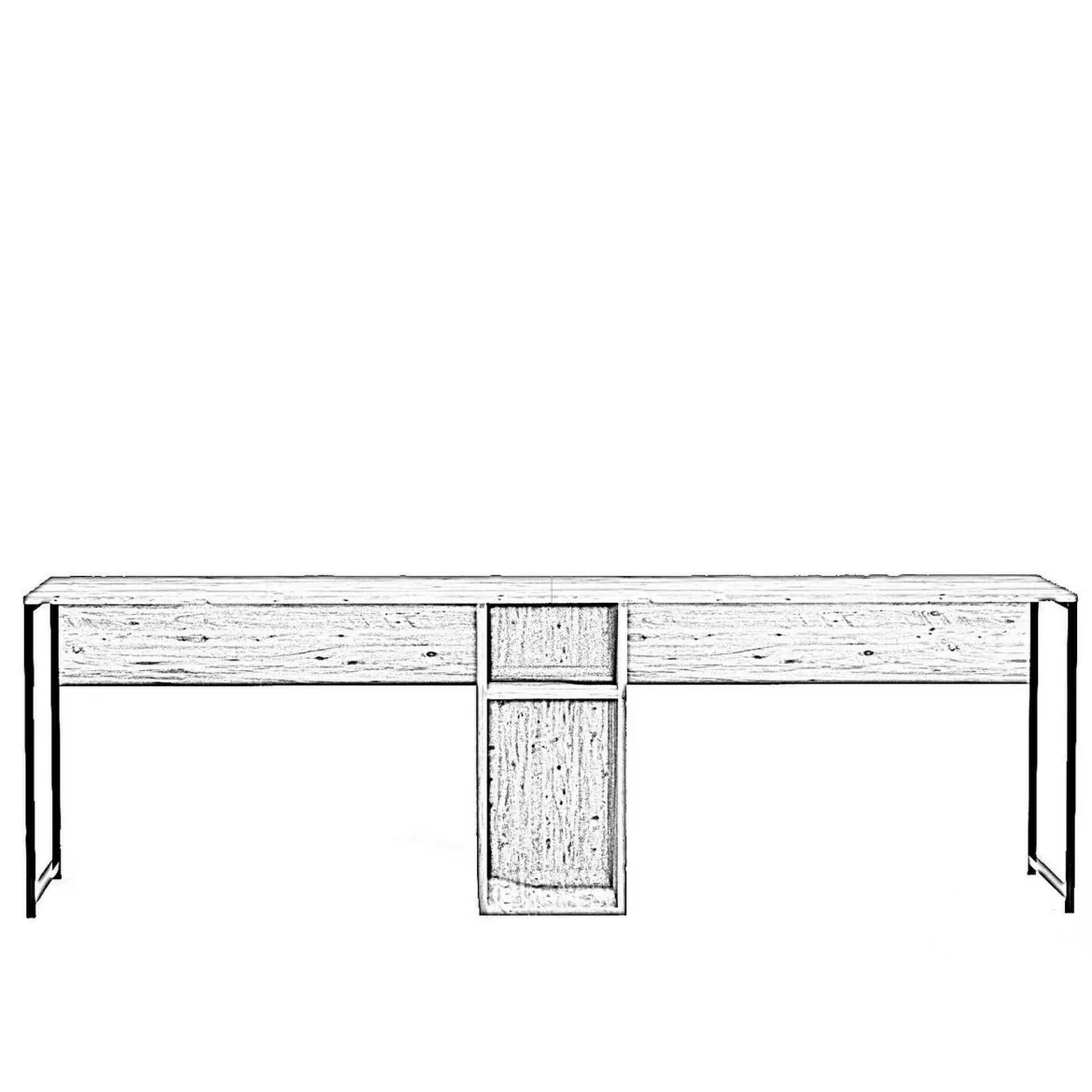 Scrivania doppia quercia 240x60cm struttura in metallo - Asarat