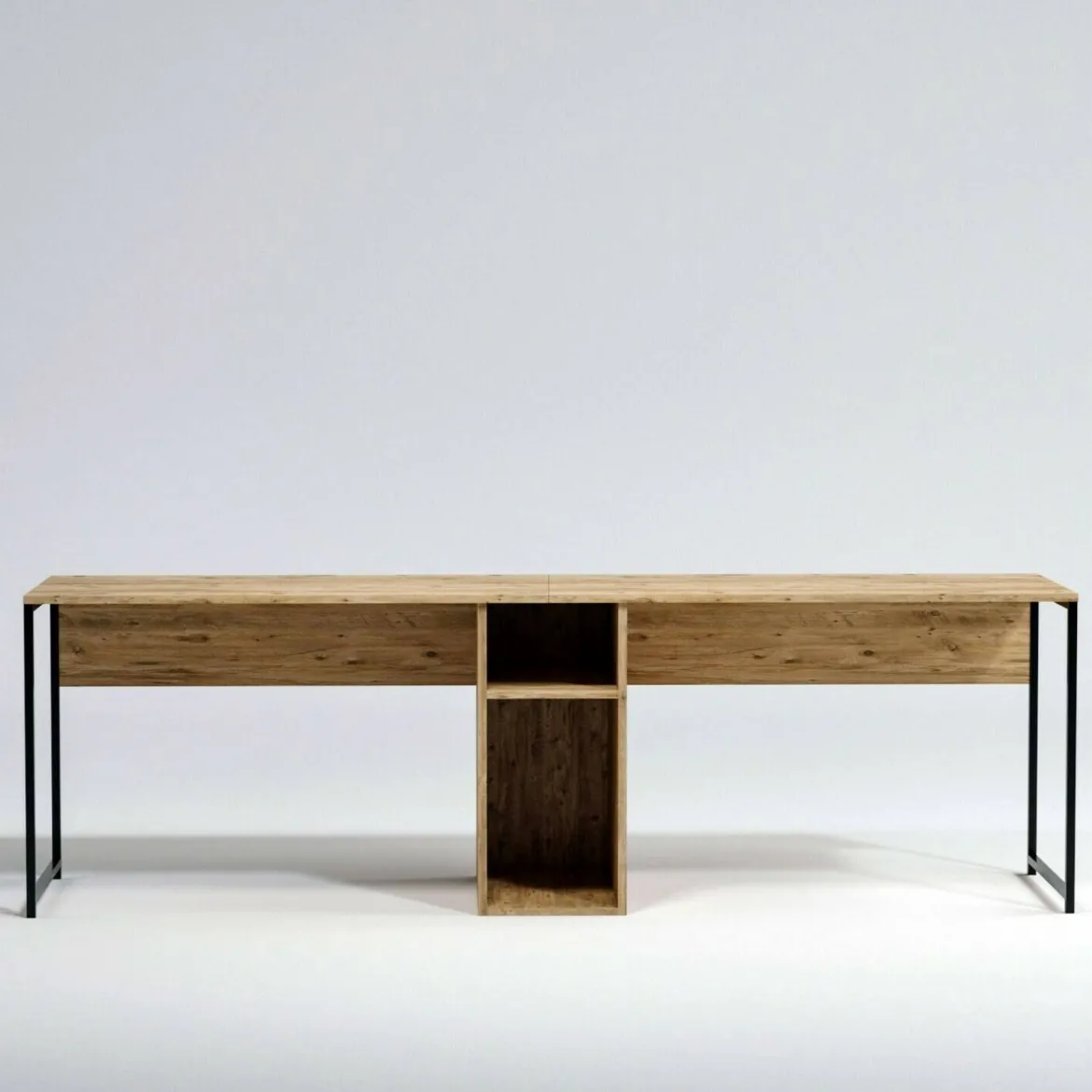 Scrivania doppia quercia 240x60cm struttura in metallo - Asarat