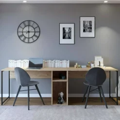 Scrivania doppia quercia 240x60cm struttura in metallo - Asarat