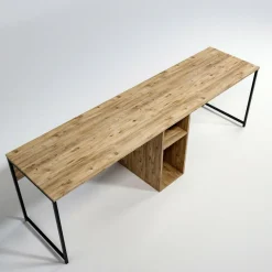 Scrivania doppia quercia 240x60cm struttura in metallo - Asarat